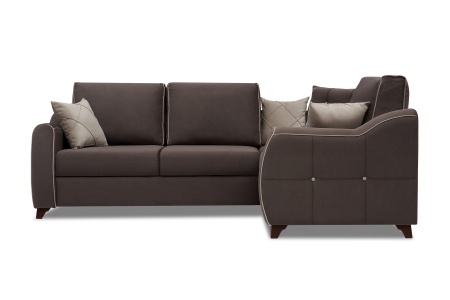 Диван угловой дельфин Френсис коричневый / светло-бежевый