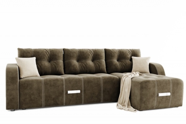 Диван Угловой Сан-Франциско Ножками-Кубышками Ш-2670 х Г-1570 х В-800 мм/Спальное место Ш-1570 х Г-2270 мм